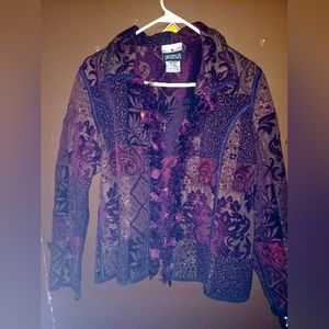 Vintage 90s Yak Magik Bohemian Patchwork Reversible Quilted Blazer Jacket XL